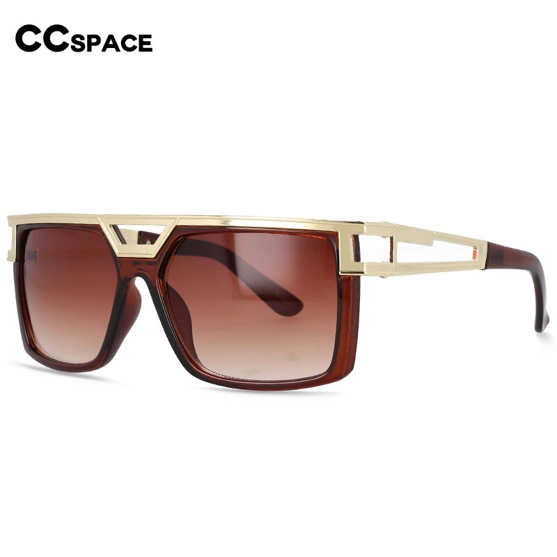 CCspace Men's Full Rim Large Rectangular Double Bridge Acetate Frame Sunglasses 54598 Sunglasses CCspace Sunglasses