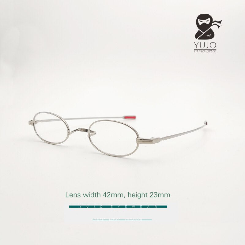 Yujo Unisex Full Rim Small Oval Handcrafted Titanium Reading Glasses 42*23mm Reading Glasses Yujo