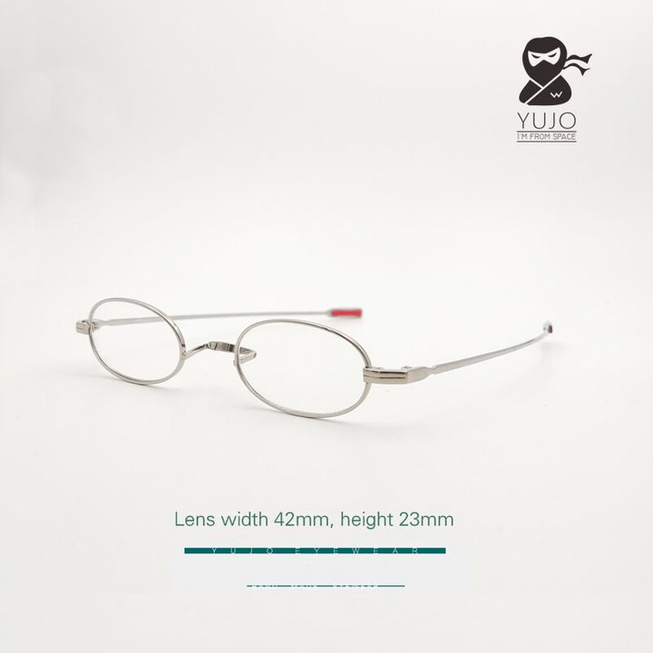 Yujo Unisex Full Rim Small Oval Handcrafted Titanium Reading Glasses 42*23mm Reading Glasses Yujo