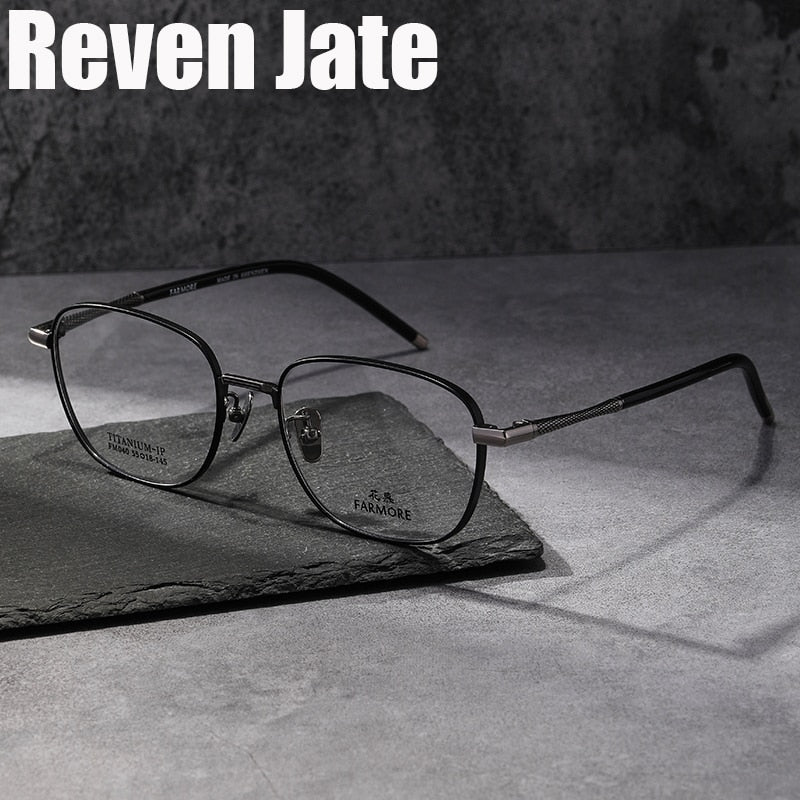 Reven Jate Unisex Full Rim Square Titanium Eyeglasses FM040 Full Rim Reven Jate