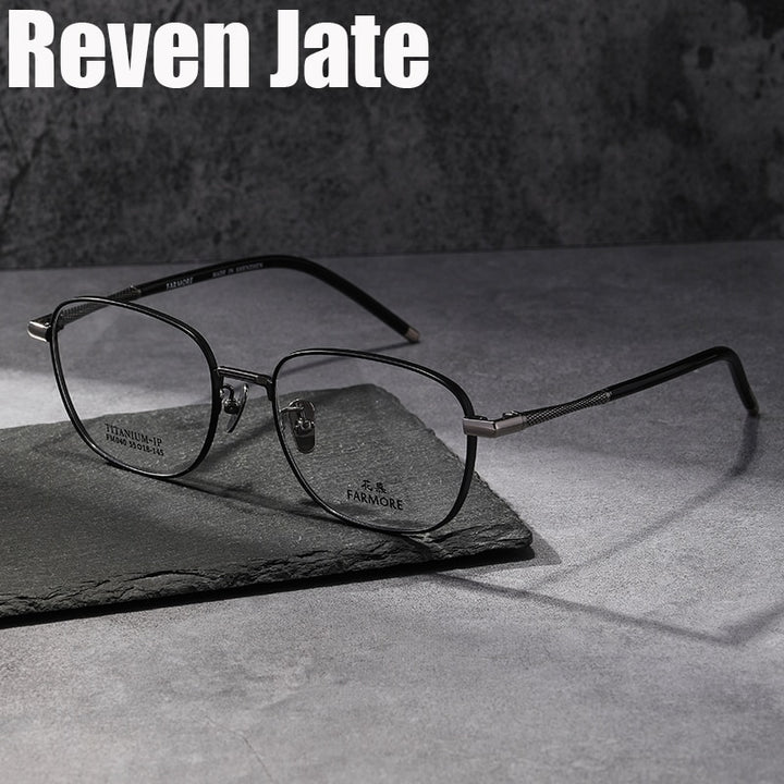 Reven Jate Unisex Full Rim Square Titanium Eyeglasses FM040 Full Rim Reven Jate