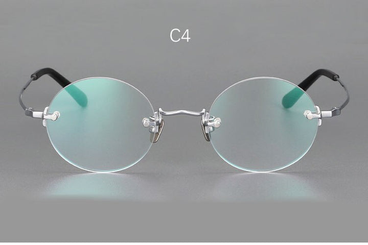 Yujo Unisex Rimless Round 43mm Titanium Hyperopic Reading Glasses Reading Glasses Yujo