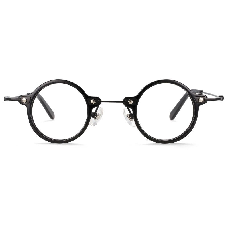 CCspace Unisex Full Rim Small Round Acetate Titanium Eyeglasses 55324 Full Rim CCspace C1Black China