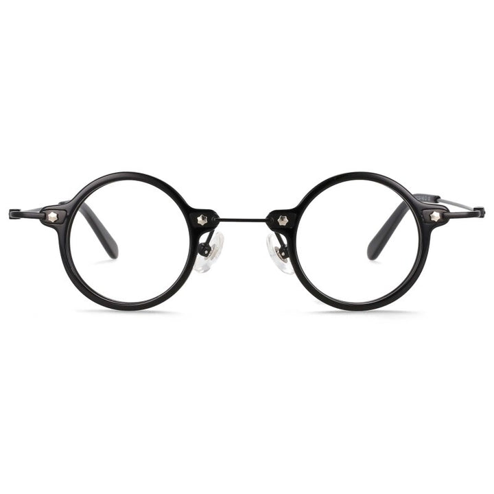 CCspace Unisex Full Rim Small Round Acetate Titanium Eyeglasses 55324 Full Rim CCspace C1Black China