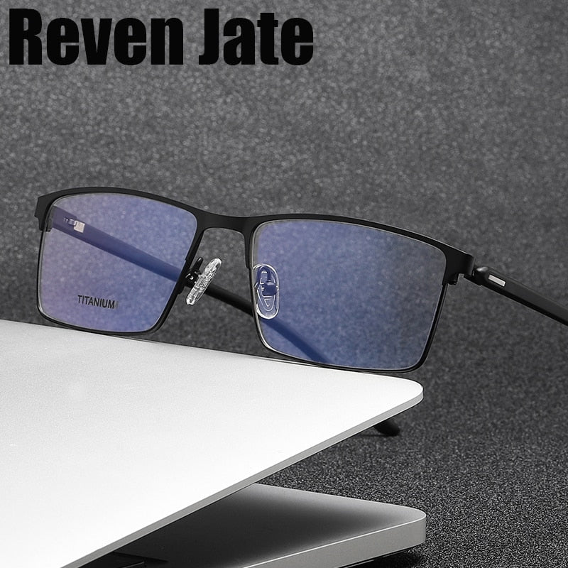 Reven Jate Unisex Full Rim Square Titanium Eyeglasses P8837 Full Rim Reven Jate