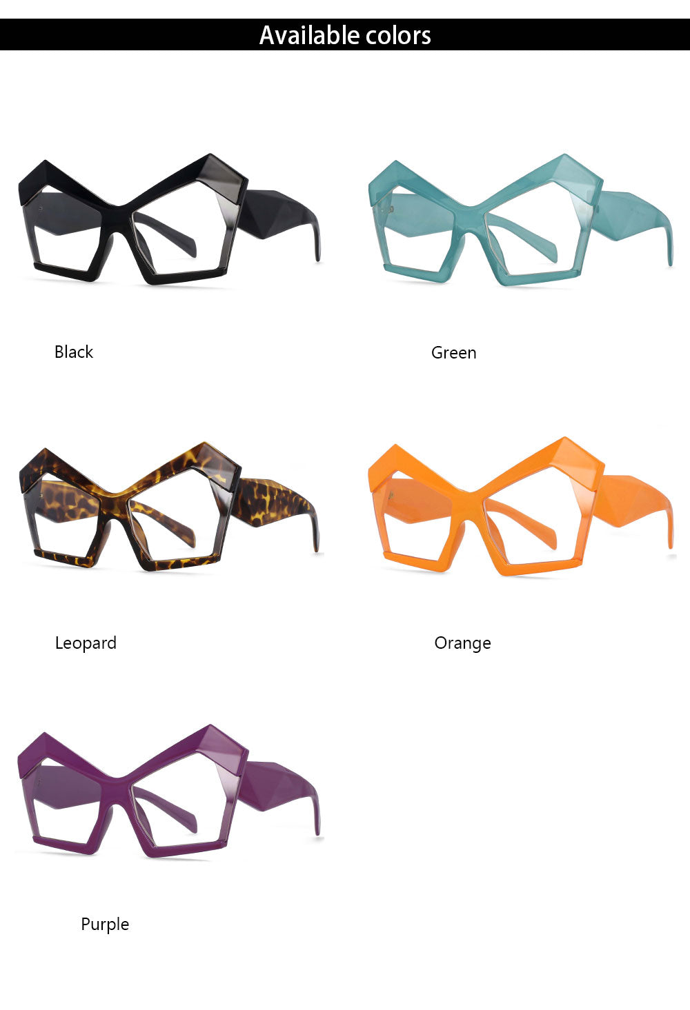 CCspace Women's Full Rim Oversized Polygonal Acetate Frame Eyeglasses 53877 Full Rim CCspace