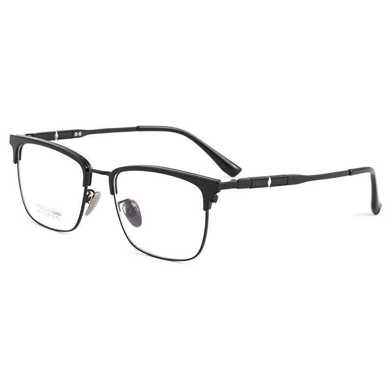 Handoer Men's Full Rim Square Titanium Eyeglasses 9016 Full Rim Handoer Black  