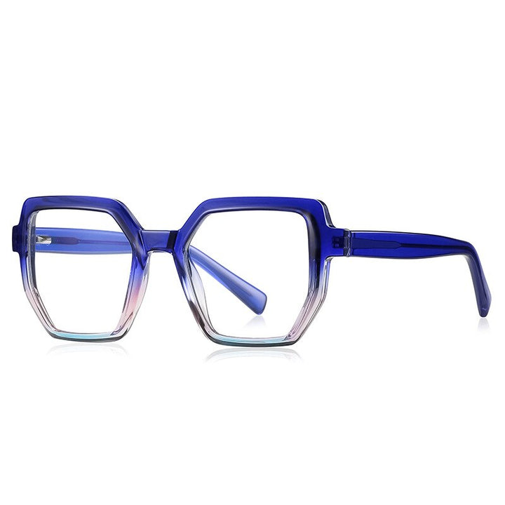 CCspace Unisex Full Rim Irregular Square Tr 90 Titanium Eyeglasses 54714 Full Rim CCspace China Blue pink