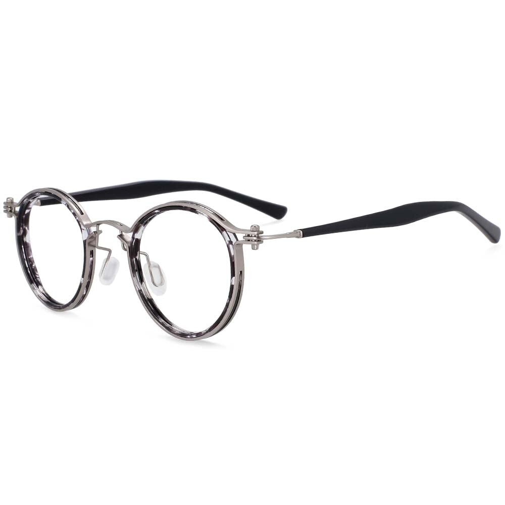 CCspace Unisex Full Rim Square Round Acetate Alloy Steampunk Frame Eyeglasses 54227 Full Rim CCspace A02 Black flower