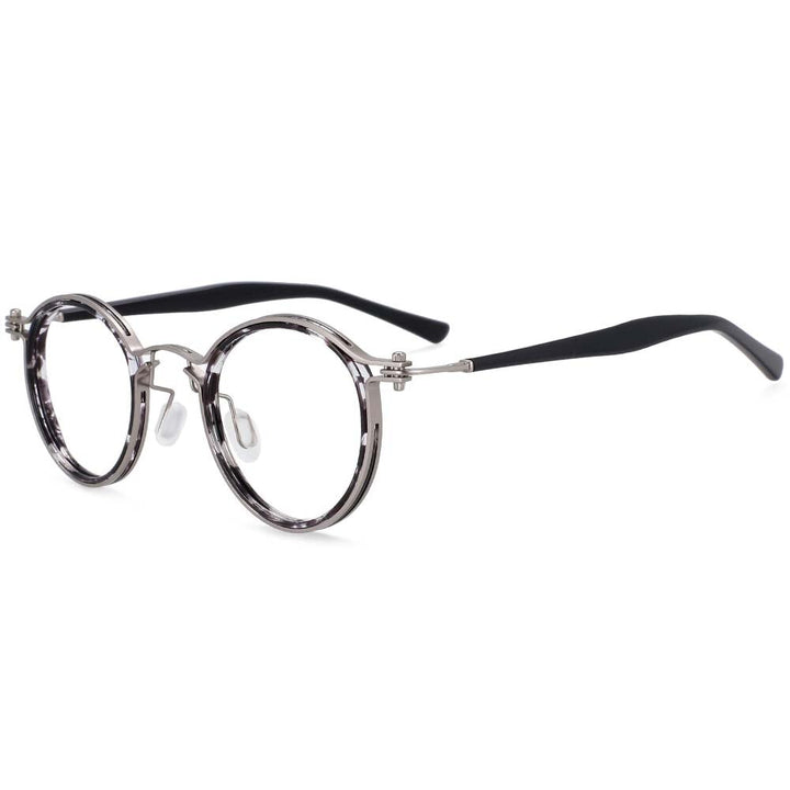 CCspace Unisex Full Rim Square Round Acetate Alloy Steampunk Frame Eyeglasses 54227 Full Rim CCspace A02 Black flower