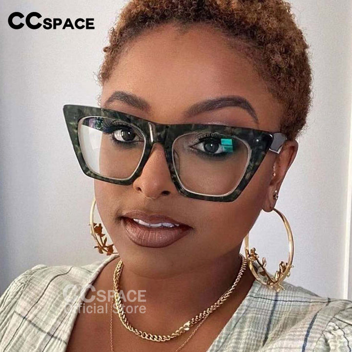 CCspace Women's Full Rim Oversized Square Cat Eye Resin Frame Eyeglasses 54133 Full Rim CCspace