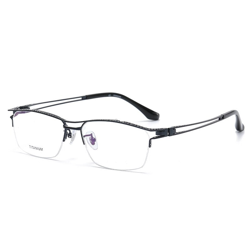 Reven Jate Men's Semi Rim Irregular Square Titanium Eyeglasses LA6153 Semi Rim Reven Jate