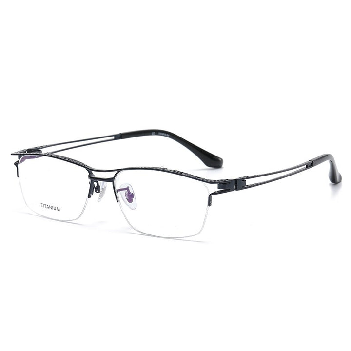 Reven Jate Men's Semi Rim Irregular Square Titanium Eyeglasses LA6153 Semi Rim Reven Jate