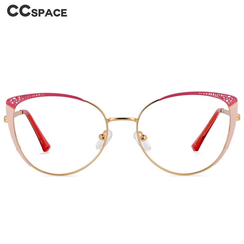 CCspace Unisex Full Rim Square Cat Eye Alloy Eyeglasses 55892 Full Rim CCspace