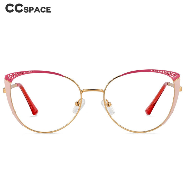 CCspace Unisex Full Rim Square Cat Eye Alloy Eyeglasses 55892 Full Rim CCspace