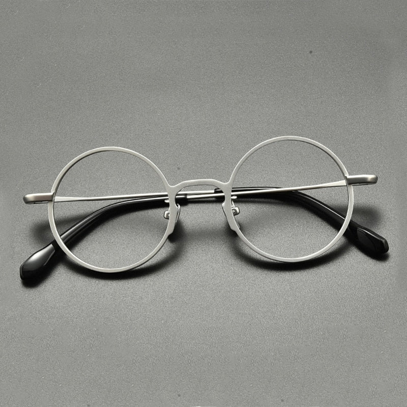 Gatenac Unisex Full Rim Round Titanium Eyeglasses Gxyj847 Full Rim Gatenac Silver