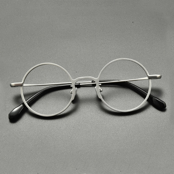 Gatenac Unisex Full Rim Round Titanium Eyeglasses Gxyj847 Full Rim Gatenac Silver