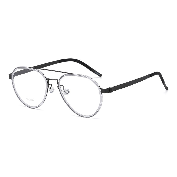 Reven Jate Unisex Full Rim Oval Double Bridge Titanium Acetate Eyeglasses 9745 Full Rim Reven Jate