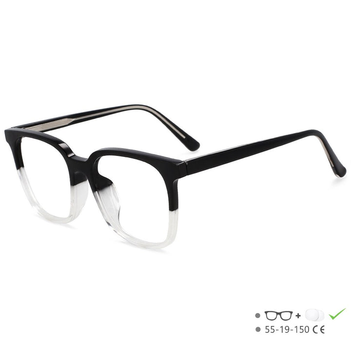 CCspace Unisex Full Rim Square Acetate Eyeglasses 55546 Full Rim CCspace China Darkening