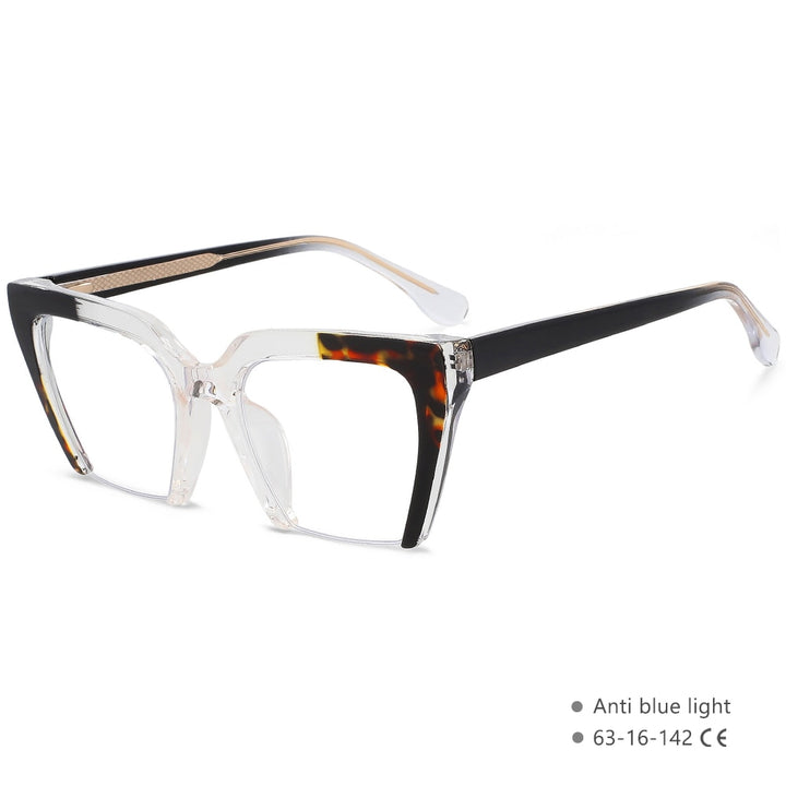 CCspace Women's Semi Rim Cat Eye Tr 90 Titanium Eyeglasses 55581 Semi Rim CCspace China C1Black