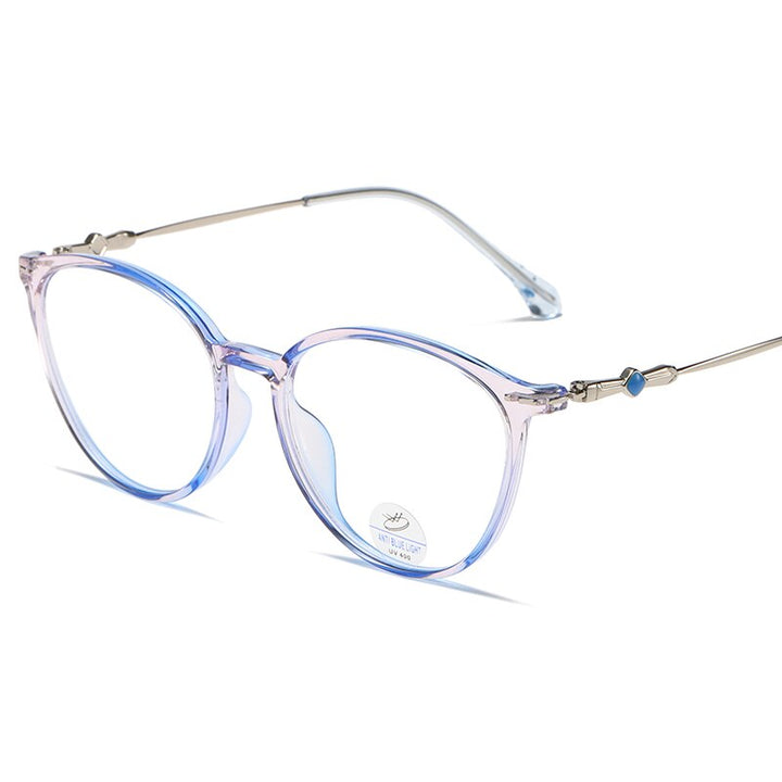 Reven Jate Women's Full Rim Round Square  Tr 90 Alloy Frame Eyeglasses 81257 Full Rim Reven Jate blue  