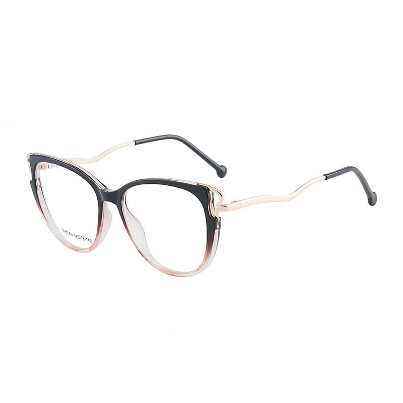 CCspace Women's Full Rim Square Cat Eye Acetate Titanium Eyeglasses 54391 Full Rim CCspace China Brown