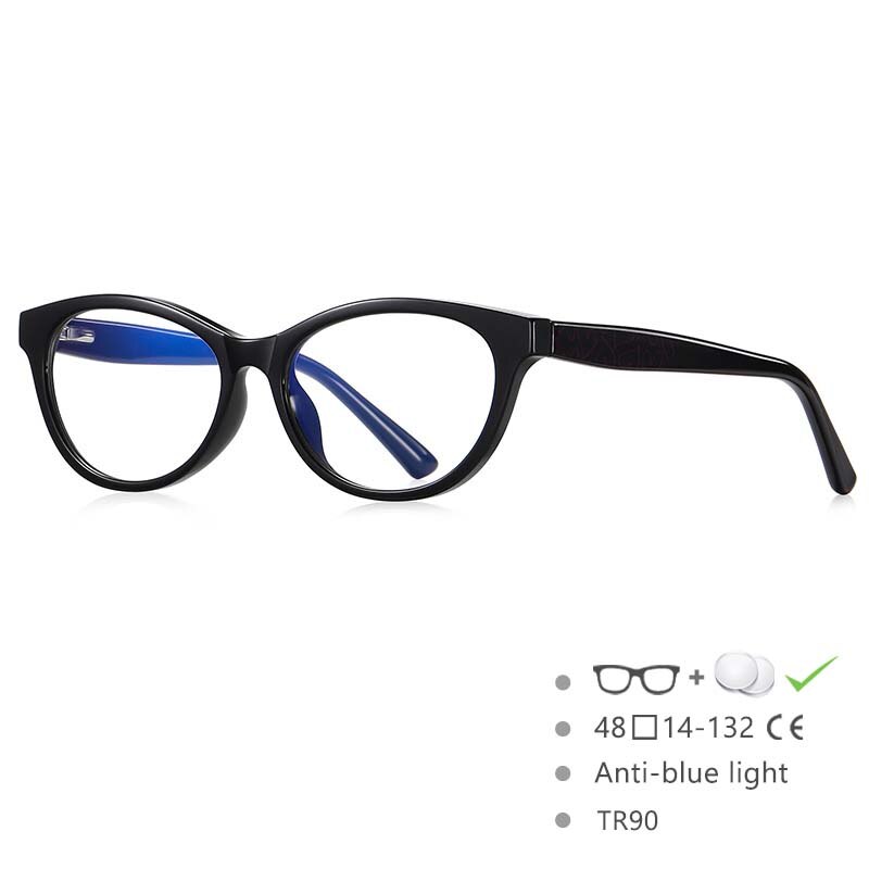 CCspace Children's Unisex Full Rim Tr 90 Cat Eye Frame Eyeglasses 54573 Full Rim CCspace Blac China