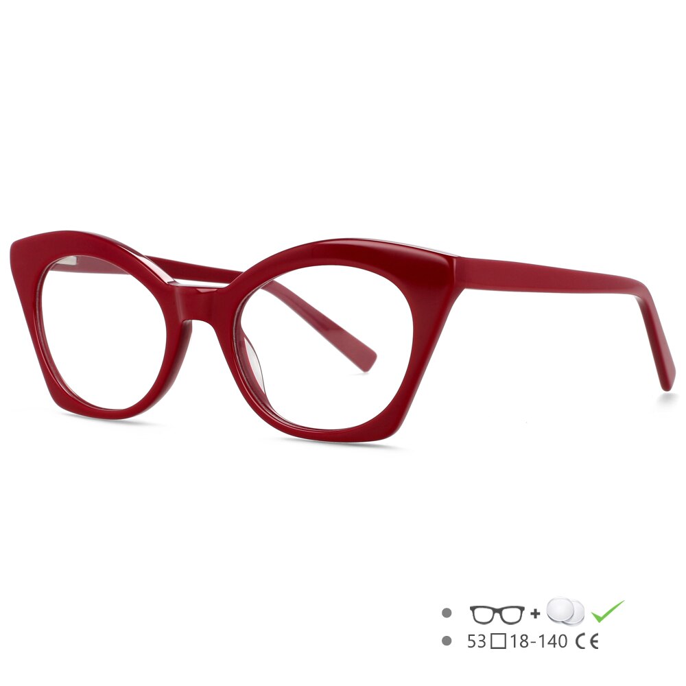 CCspace Unisex Full Rim Square Cat Eye Acetate Eyeglasses 55357 Full Rim CCspace RedC4 China
