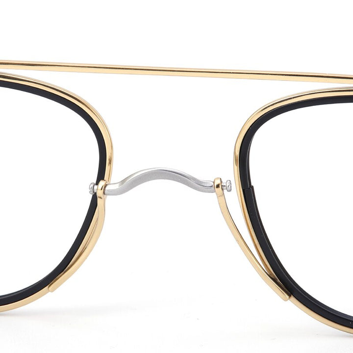 Muzz Unisex Full Rim Square Double Bridge Titanium Frame/Ring Eyeglasses 118 Full Rim Muzz