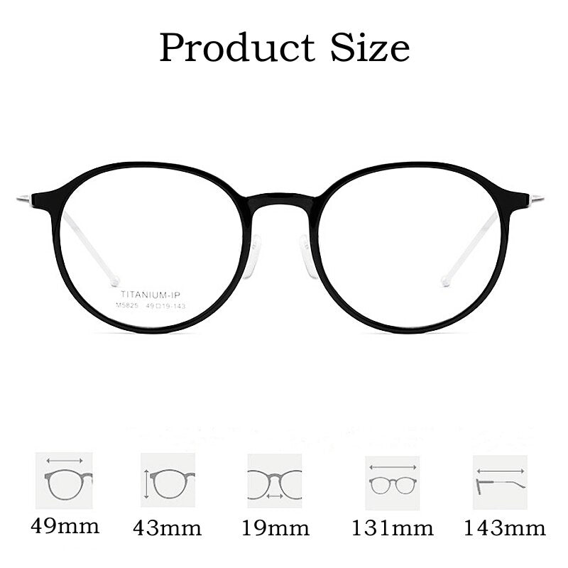 Yimaruili Unisex Full Rim Round Tr 90 Titanium Eyeglasses 5825M Full Rim Yimaruili Eyeglasses