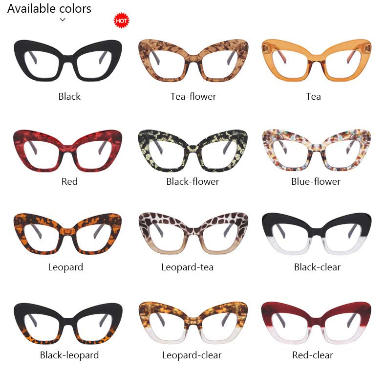 CCspace Women's Full Rim Oversized Cat Eye Acetate Frame Eyeglasses 54531 Full Rim CCspace
