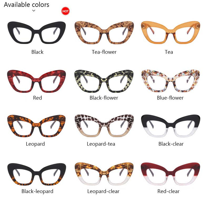 CCspace Women's Full Rim Oversized Cat Eye Acetate Frame Eyeglasses 54531 Full Rim CCspace
