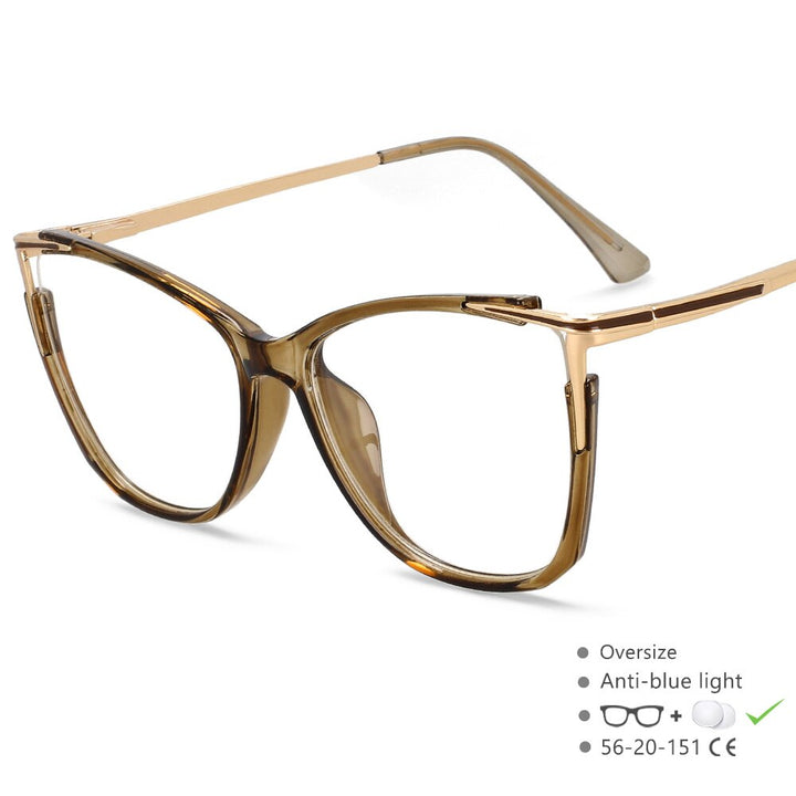 CCspace Unisex Full Rim Square Acetate Alloy Eyeglasses 55409 Full Rim CCspace China Green