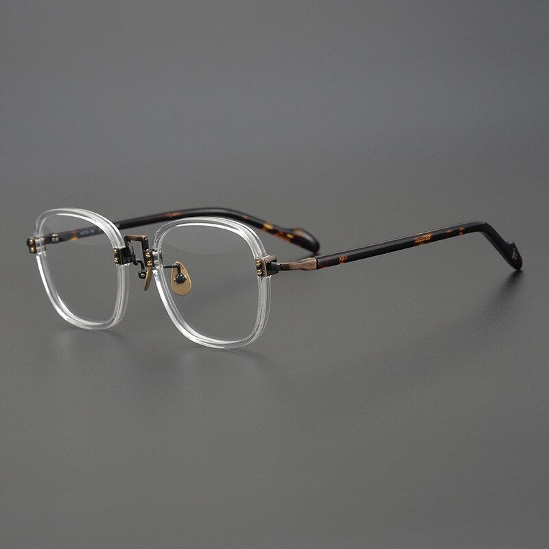 CCspace Unisex Full Rim Round/Square Acetate Titanium Eyeglasses 53312 Full Rim CCspace