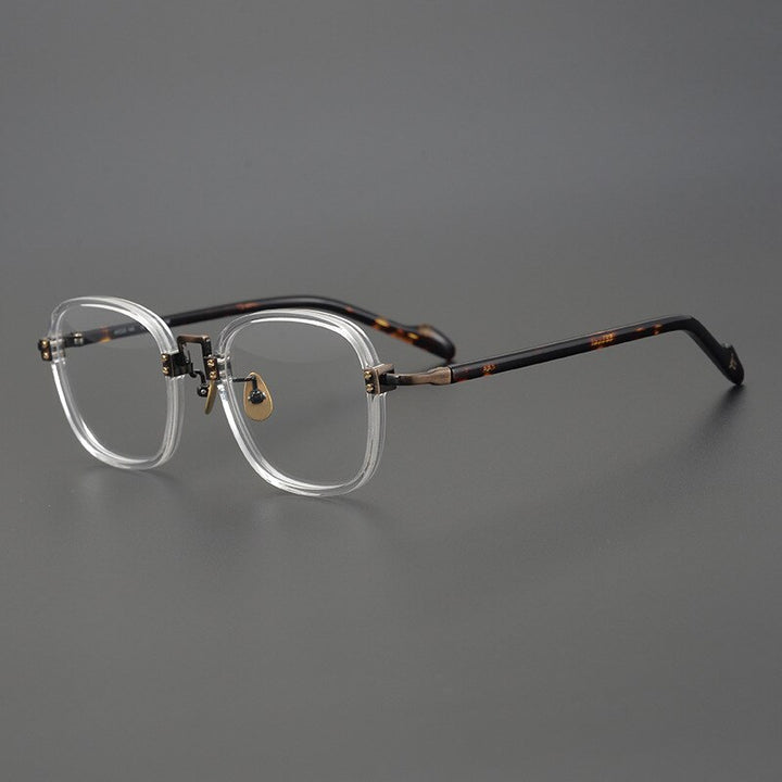 CCspace Unisex Full Rim Round/Square Acetate Titanium Eyeglasses 53312 Full Rim CCspace