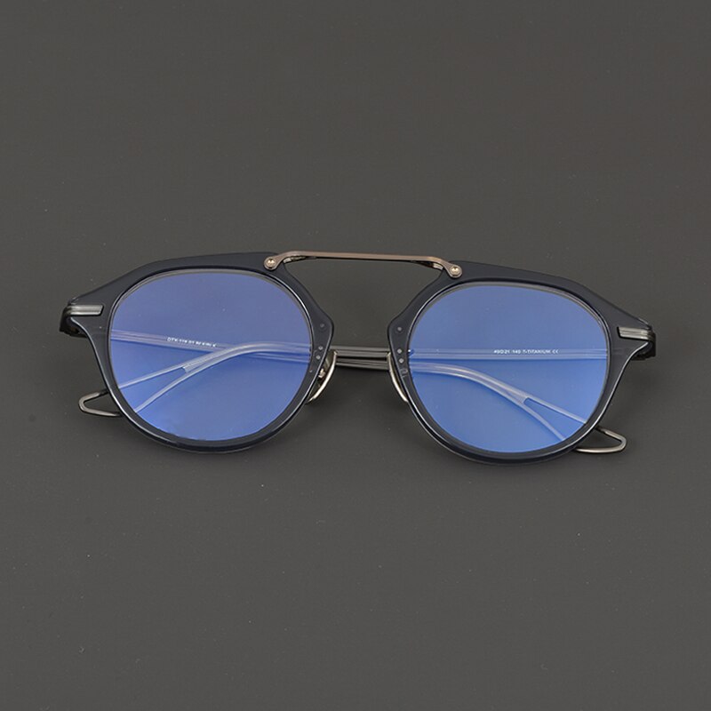 Gatenac Unisex Full Rim Irregular Round Titanium Acetate Double Bridge Eyeglasses Gxyj874 Full Rim Gatenac
