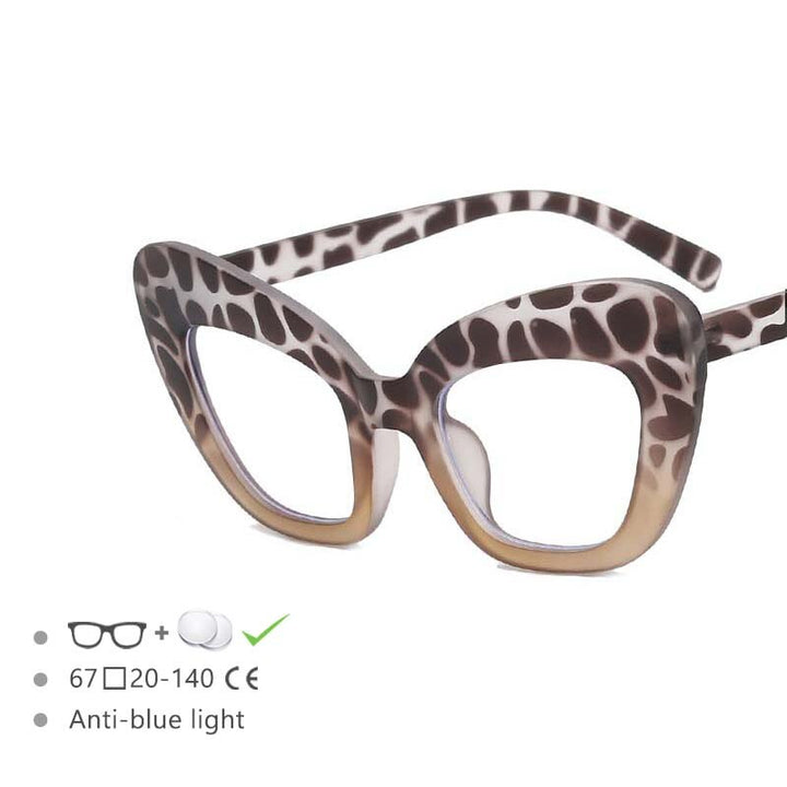 CCspace Women's Full Rim Oversized Cat Eye Acetate Frame Eyeglasses 54531 Full Rim CCspace Leopard-tea China
