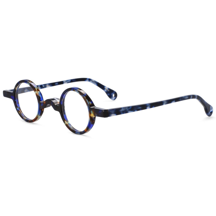 CCspace Unisex Full Rim Round Acetate Frame Eyeglasses 54250 Full Rim CCspace blue-leoard
