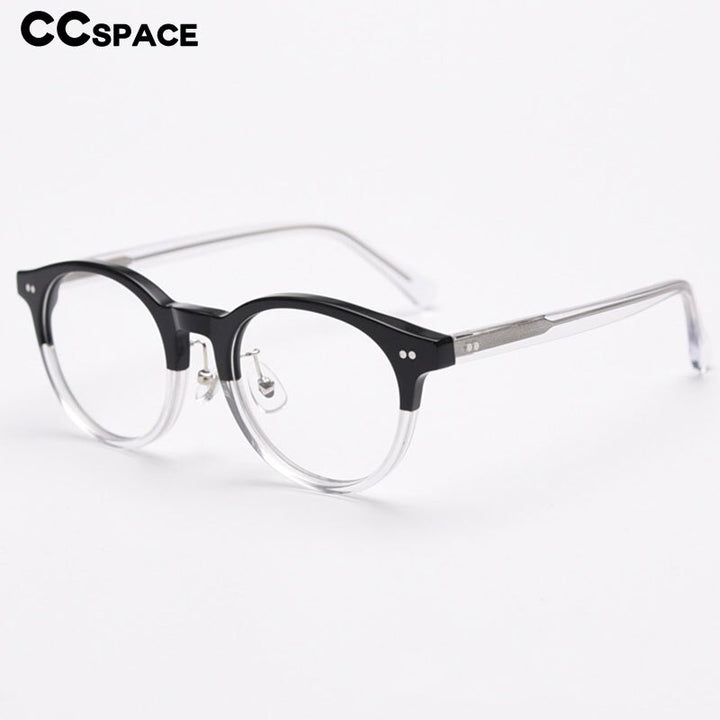 CCspace Unisex Full Rim Round Acetate Eyeglasses 55692 Full Rim CCspace