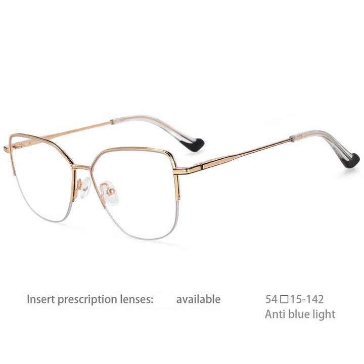 CCspace Unisex Semi Rim Square Alloy Frame Eyeglasses 54468 Semi Rim CCspace China gold-black