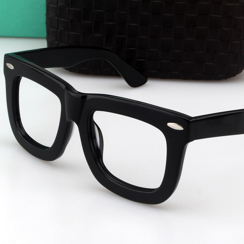 Cubojue Unisex Full Rim Thick Square Tr 90 Titanium Myopic Reading Glasses Reading Glasses Cubojue