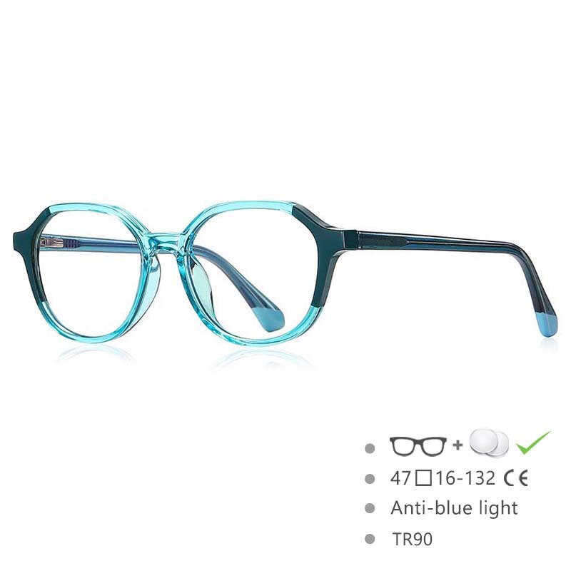 CCspace Children's Unisex Full Rim Square Round Tr 90 Titanium Frame Eyeglasses 54572 Full Rim CCspace Cyan-green China