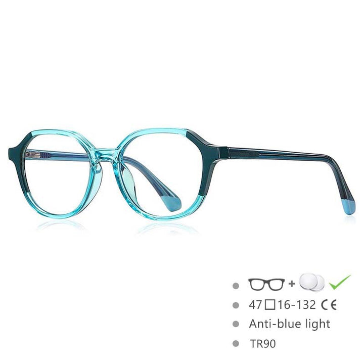 CCspace Children's Unisex Full Rim Square Round Tr 90 Titanium Frame Eyeglasses 54572 Full Rim CCspace Cyan-green China