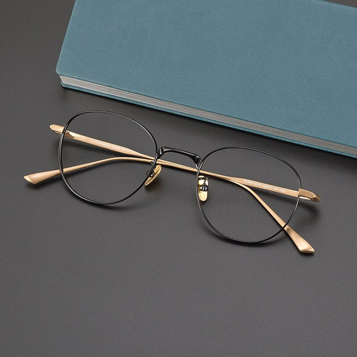 Gatenac Unisex Full Rim Round Square Titanium Eyeglasses Gxyj988 Full Rim Gatenac