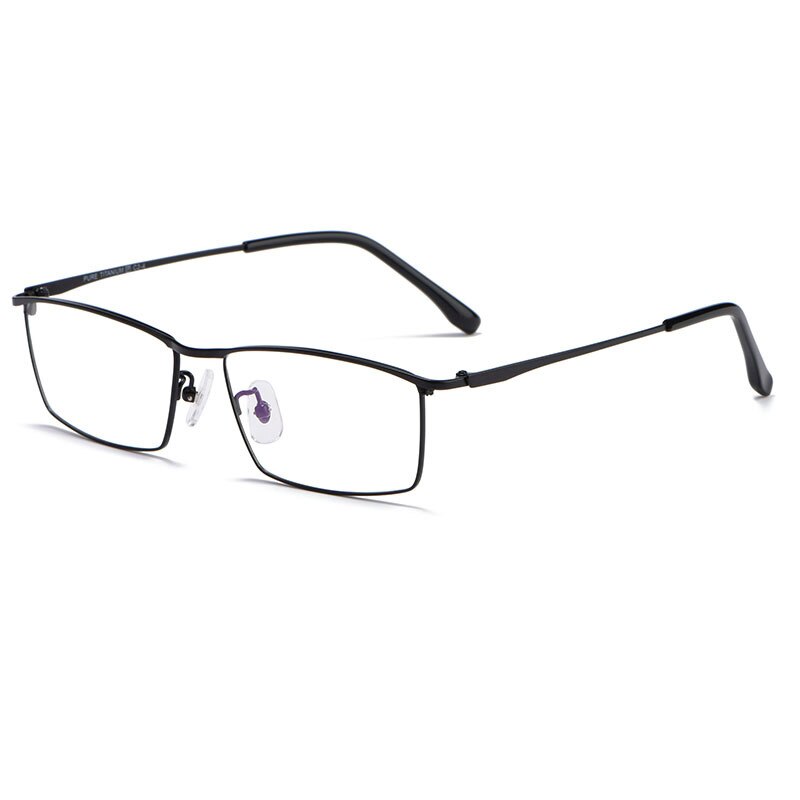 Hotochki Men's Full Rim Rectangle Titanium Alloy Frame Eyeglasses J85517 Full Rim Hotochki black