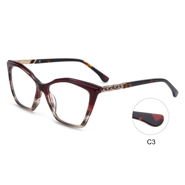 CCspace Women's Full Rim Square Cat Eye Acetate Eyeglasses 55277 Full Rim CCspace Brown China