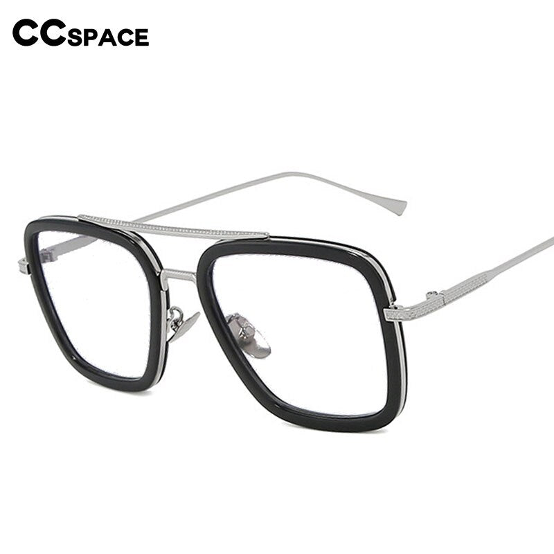 CCspace Unisex Full Rim Square Double Bridge Tr 90 Alloy Eyeglasses 54823 Full Rim CCspace