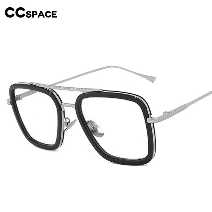 CCspace Unisex Full Rim Square Double Bridge Tr 90 Alloy Eyeglasses 54823 Full Rim CCspace
