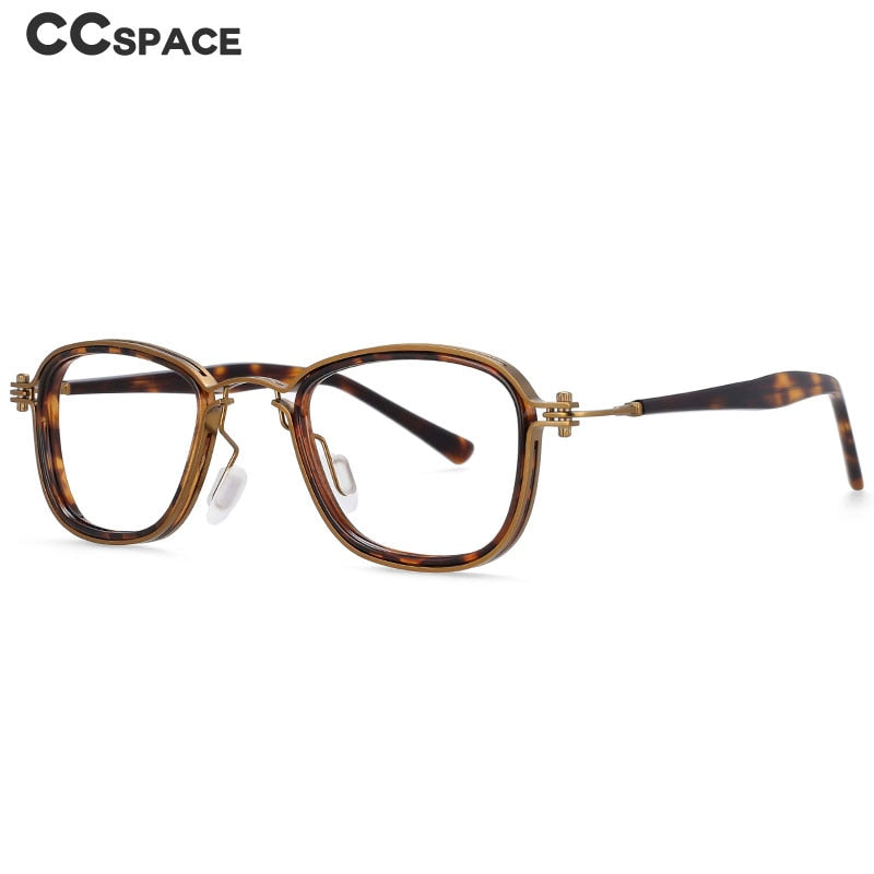 CCspace Unisex Full Rim Square Round Acetate Alloy Steampunk Frame Eyeglasses 54227 Full Rim CCspace