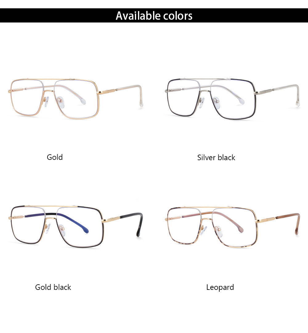 CCspace Unisex Full Rim Square Alloy Double Bridge Frame Eyeglasses 54240 Full Rim CCspace